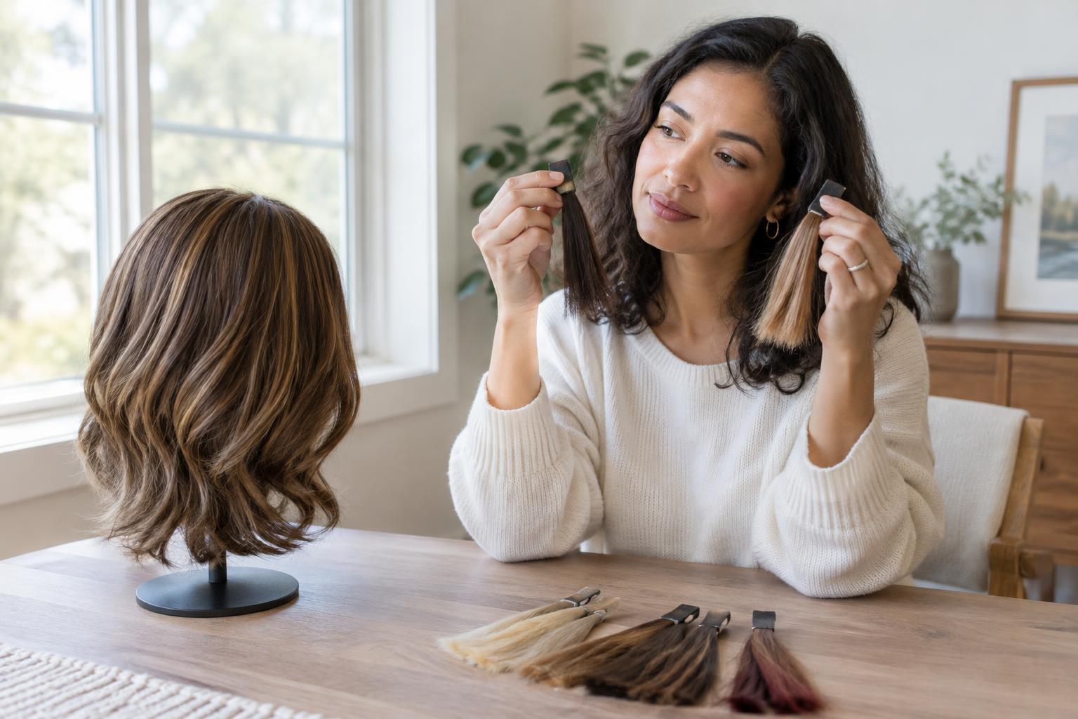 How to Use Colour Swatches and Daylight to Choose a Wig Shade